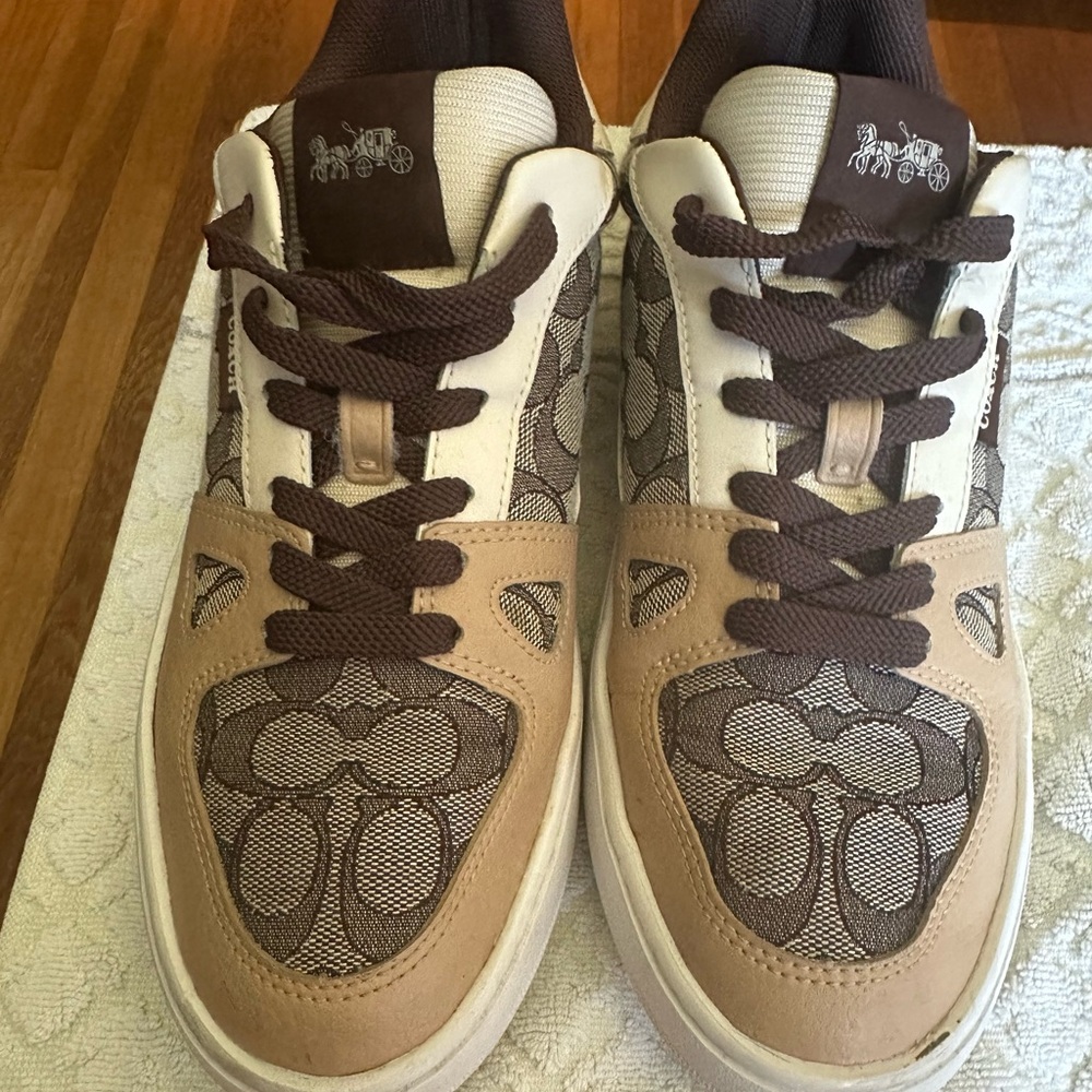 Coach Signature Brown and Tan Sneakers